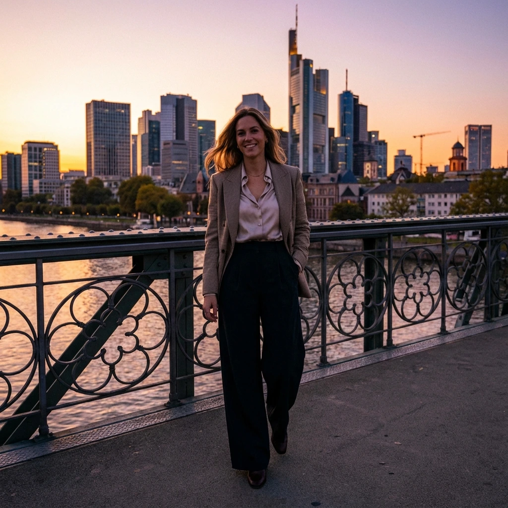 Dating Fotoshooting Frankfurt Skyline - Stilvolles Männer Portrait vor Frankfurter Hochhäusern